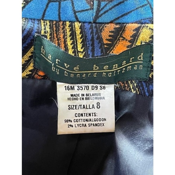 Womens‎ Harve Benard Open Front Tapestry Blue Black Yellow Blazer Size 8 - Picture 7 of 7